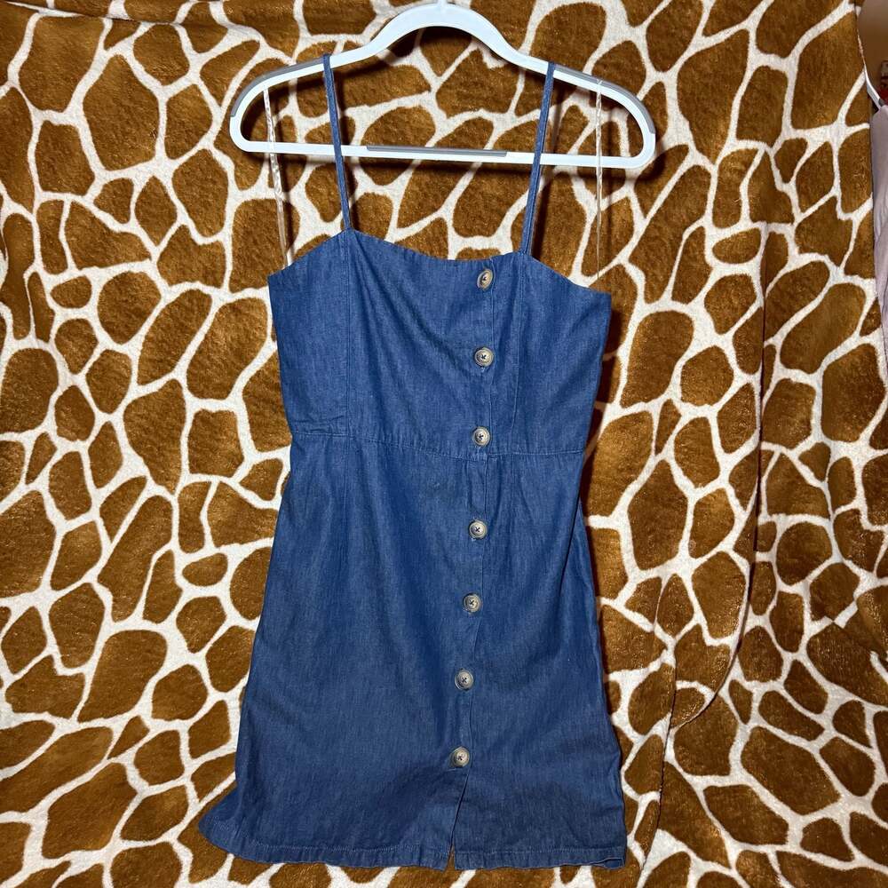 Derek Heart Denim Button-Front Mini Dress